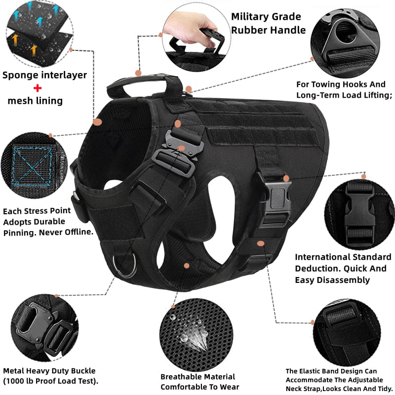 Outdoor Pawsomenook™ Tactical Dog Vest With Leashes